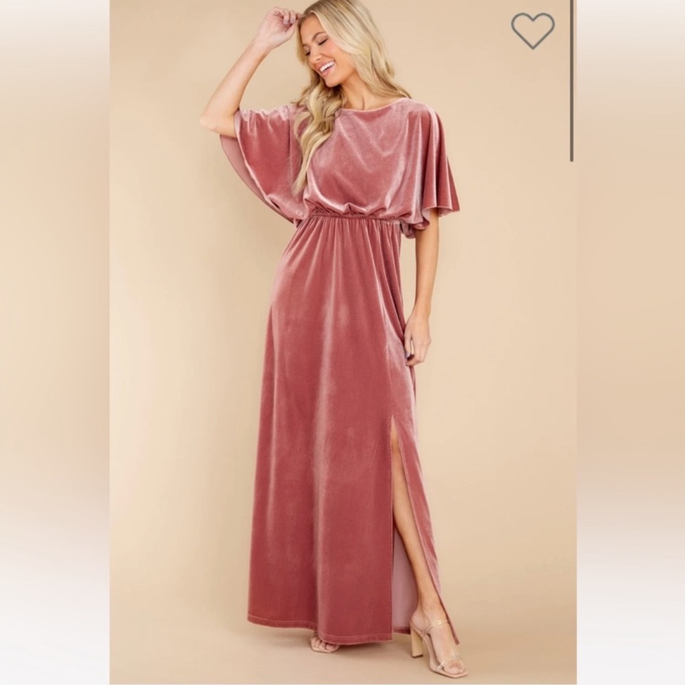 Ready For Tonight Mauve Velvet Maxi Dress BRAND NEW NO TAGS FROM RED DRESS